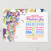 TORAHのこうもりのバーの(ユダヤ教の)バル・ミツバーの招待状の音 招待状 (正面/裏面)