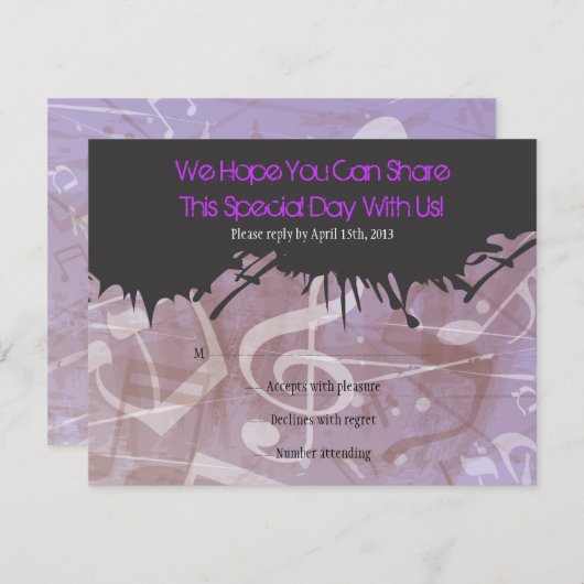 TORAHのバーのバルミツワーの応答カードのメロディー 出欠カード (正面/裏面)