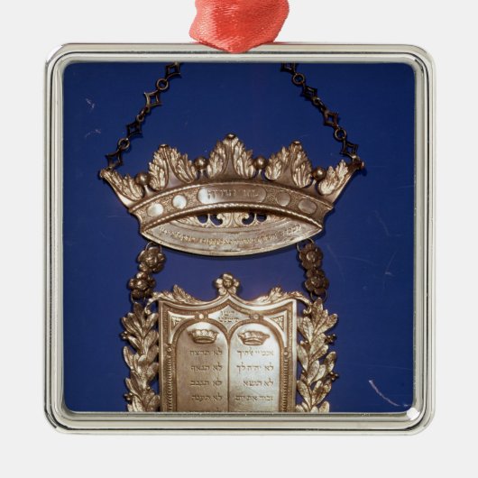 Torahスクロールのための胸あてか盾 メタルオーナメント (正面)