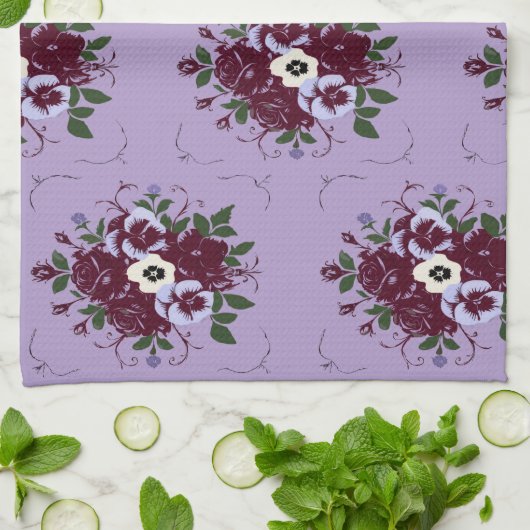 Torchon - Bouquet de Violettes キッチンタオル (折り畳み)