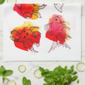 Torchon poissons rouges キッチンタオル (折り畳み)