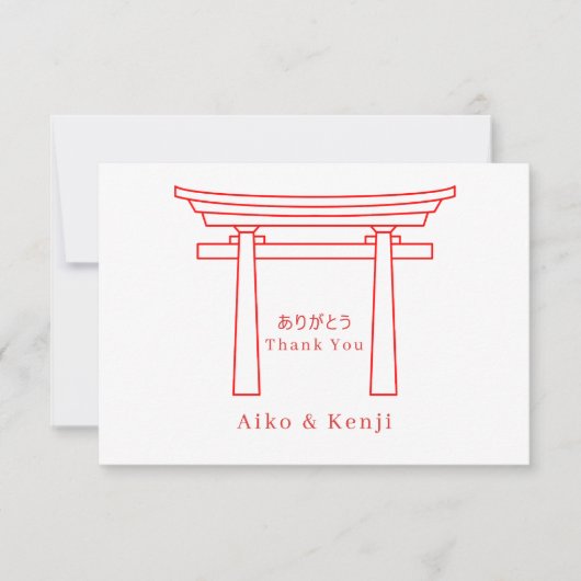 Torii Gate Bilingual Japanese English Wedding  サンキューカード (正面)