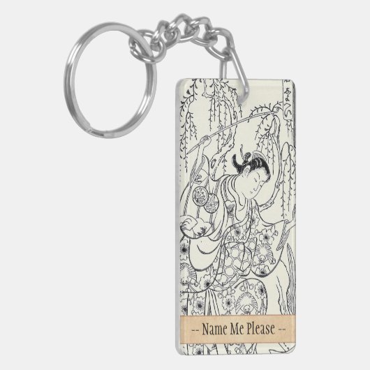 Torii Kiyomasuの踊りの美しいの日本の女性インク キーホルダー (正面左)