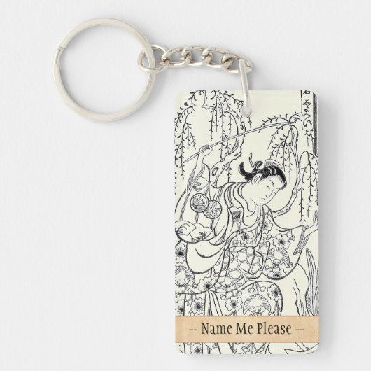 Torii Kiyomasuの踊りの美しいの日本の女性インク キーホルダー (正面)