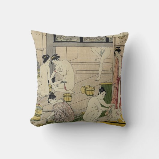 Torii Kiyonagaの浴場の女性 クッション (正面)