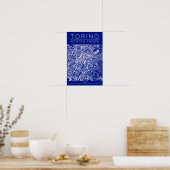 Torino City Map Poster – Blueprint Architectural  ポスター (キッチン)