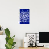 Torino City Map Poster – Blueprint Architectural  ポスター (ホームオフィス)