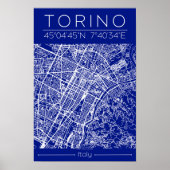 Torino City Map Poster – Blueprint Architectural  ポスター (正面)