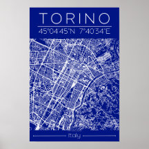 Torino City Map Poster – Blueprint Architectural 