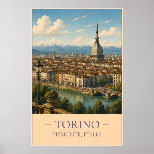 Torino, Italy – Vintage Travel Poster ポスター (正面)
