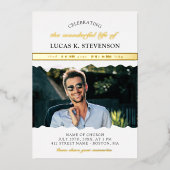 Torn Edges Photo Gold Foil Life Celebration 箔招待状 (正面)