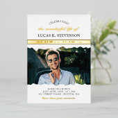 Torn Edges Photo Gold Foil Life Celebration 箔招待状 (立ち正面)