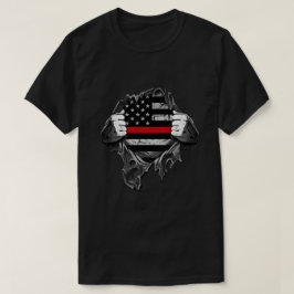 Torn Shirt Thin Red Line Flag USA T-Shirt  Tシャツ