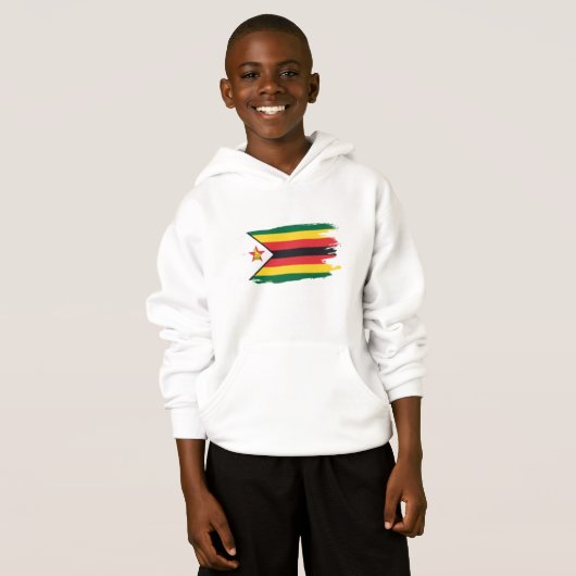 Torn Zimbabwean Flag Kids Hoodie (正面フル)