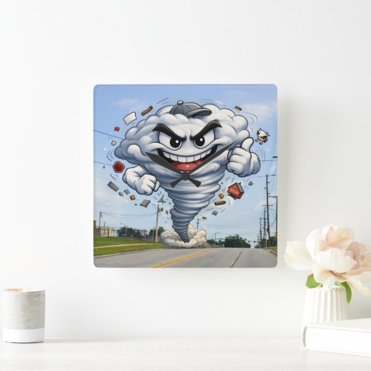 Tornado スクエア壁時計 (ホーム)