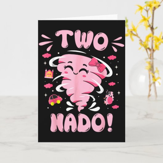 Tornado 2 Year Old Girl Birthday Two Nado 2nd Bday カード (黄色い花)