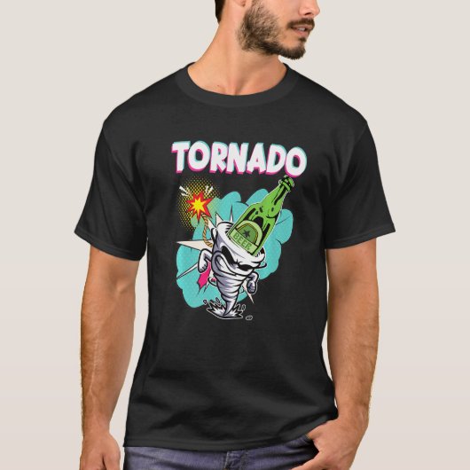 Tornado Beer Drinking Tornado Rotation Beer Funny  Tシャツ (正面)
