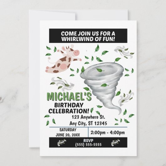 Tornado Birthday Party Invitation 招待状 (正面)