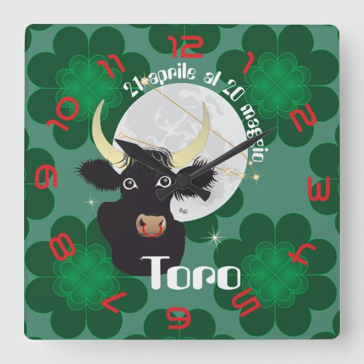 Toro 21 aprile al 20 maggio Orologio スクエア壁時計 (正面)