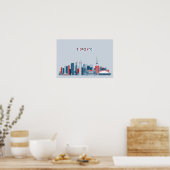 Toronto, Canada | Red, White and Blue Skyline ポスター (キッチン)