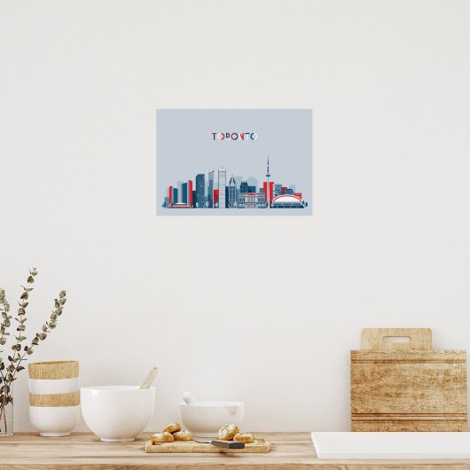 Toronto, Canada | Red, White and Blue Skyline ポスター (キッチン)