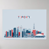 Toronto, Canada | Red, White and Blue Skyline ポスター (正面)