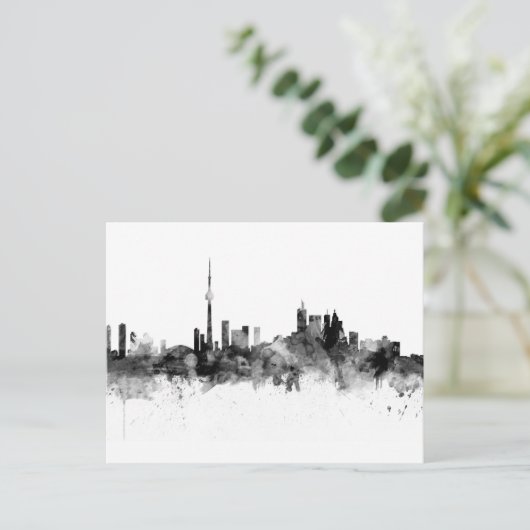 Toronto Canada Skyline Black White ポストカード (スタンド正面)