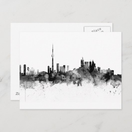Toronto Canada Skyline Black White ポストカード (正面/裏面)