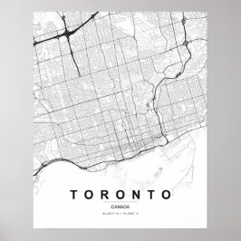 Toronto Minimalist Map (Black & White) ポスター