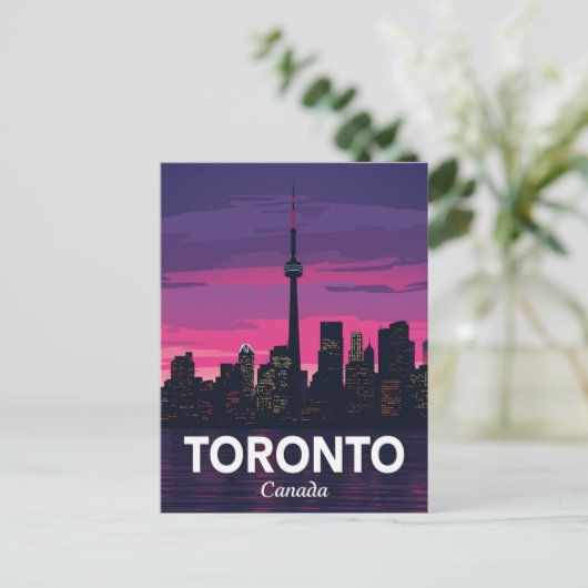 Toronto Skyline City Tower Sunset ポストカード (スタンド正面)