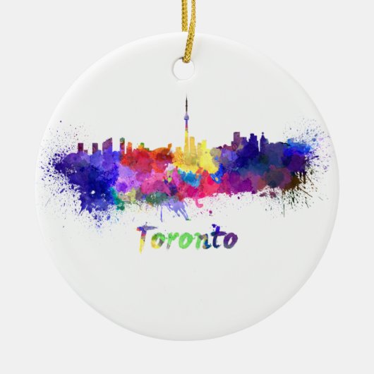 Toronto skyline in watercolor セラミックオーナメント (正面)