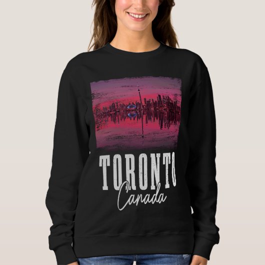 Toronto Skyline Ontario Canada Maple Leaf Canadian スウェットシャツ (正面)