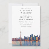Toronto Skyline Watercolor Birthday Weekend 招待状 (正面)