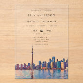 Toronto Skyline Watercolor Destination Wedding アクリル招待状 (正面)