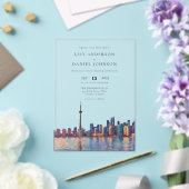 Toronto Skyline Watercolor Destination Wedding アクリル招待状 (インサイチュ (ウェディング))