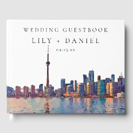 Toronto Skyline Watercolor Wedding ゲストブック