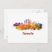 Toronto V2 skyline in watercolor ポストカード (正面/裏面)