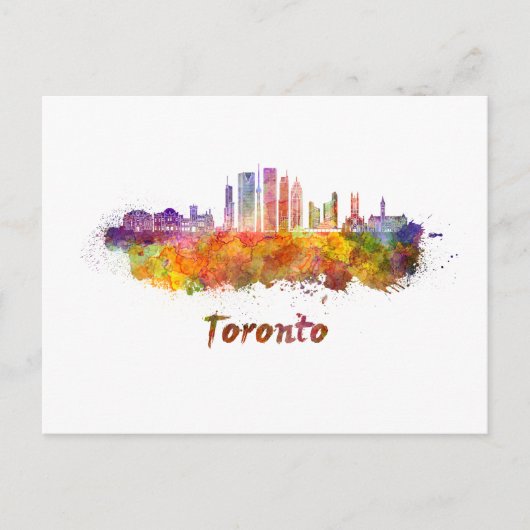 Toronto V2 skyline in watercolor ポストカード (正面)