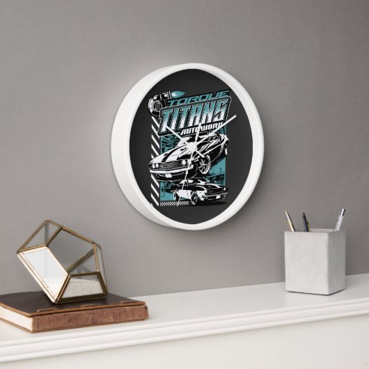 TORQUE TITANS AUTOWORKS - USA LEGEND CARS 壁時計 (オフィス)