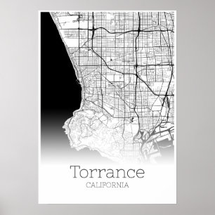 Torranceの地図-カリフォルニア-都市地図ポスター ポスター
