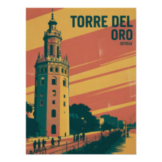 Torre del Oro Seville Spain Vintage Travel Poster ポスター