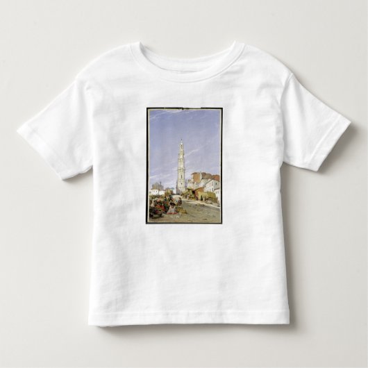 Torre dos Clerigos、オポルト、ポルトガル1837年(油 トドラーTシャツ (正面)