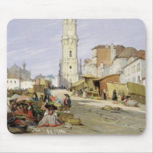Torre dos Clerigos、オポルト、ポルトガル1837年(油 マウスパッド