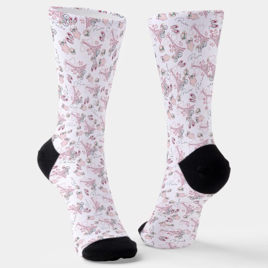 Torre Eiffel con flores de corazones ソックス (傾斜あり)