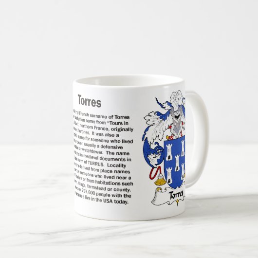 Torresの家紋のマグ コーヒーマグカップ (正面右)