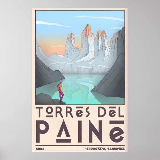 Torres Del Paine Art Print - Bold Graphic Mountain ポスター (正面)
