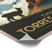 Torres del Paine Chile Illustration Travel Art ポスター (角)