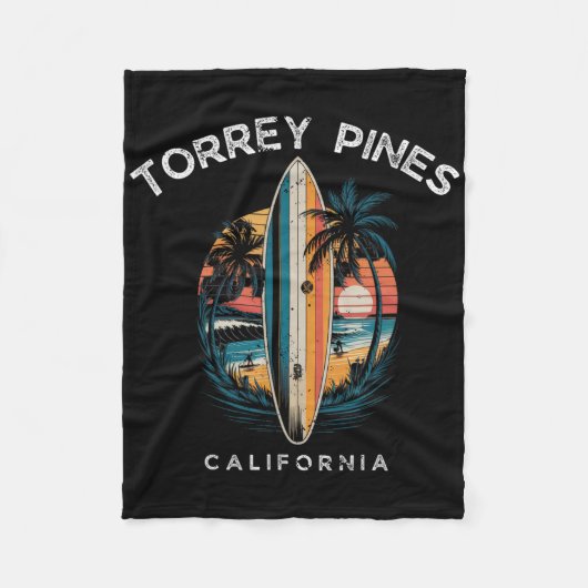 Torrey Pines Beach California Men Women Surfing  フリースブランケット (正面)