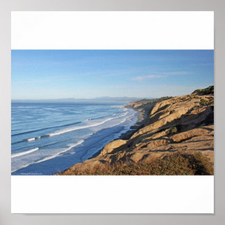 Torrey Pines viewing Blacksビーチ北からOceansi ポスター