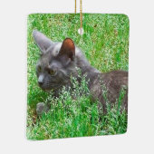 Tortie灰色の猫 セラミックオーナメント (右)